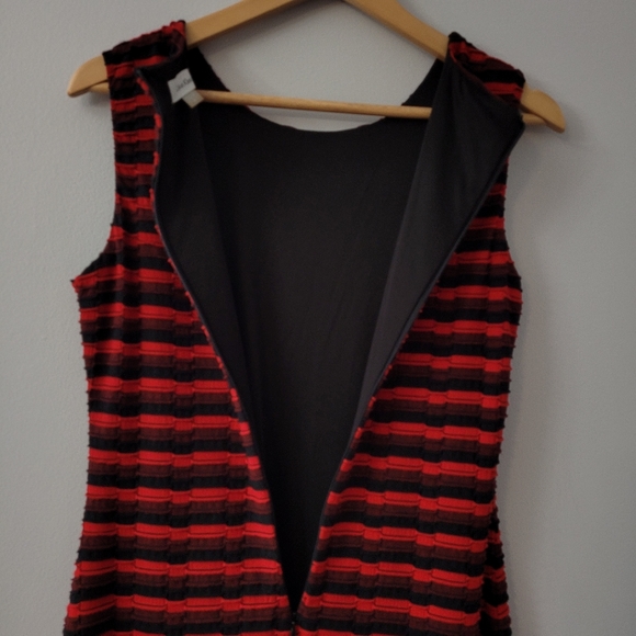 Red & Black Rag Cut Stripe Tank Dress Size 6 Soft - Picture 4 of 7